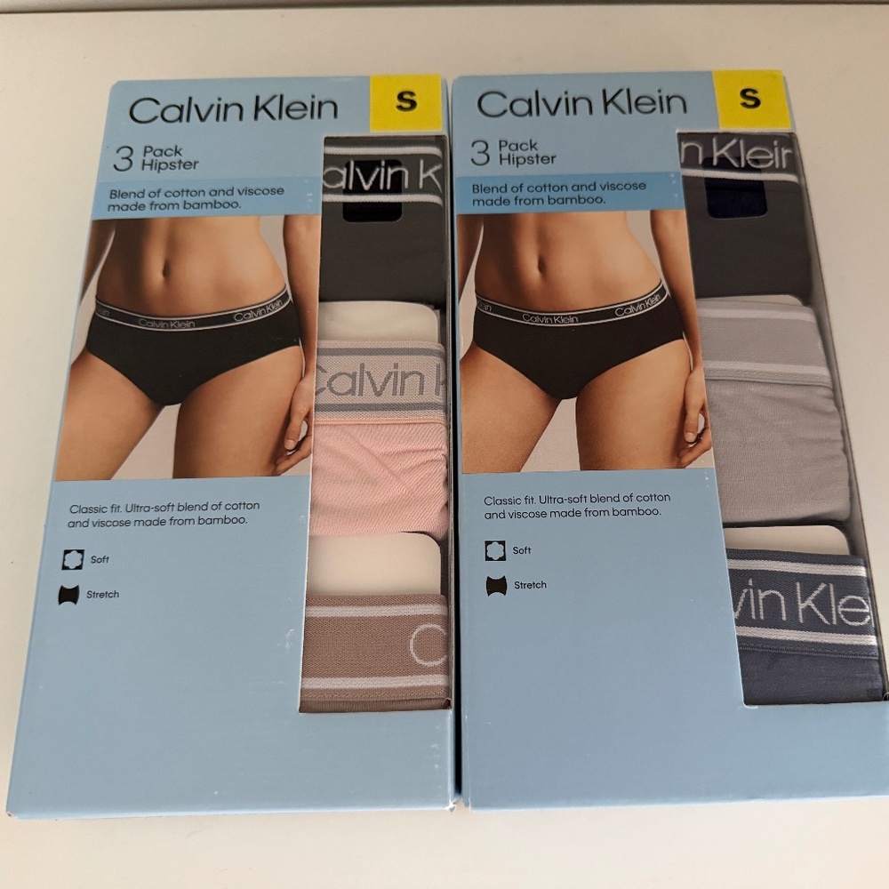 Womens CK Calvin Klein 3 Pack Hipster Underwear Multi Color Size Small S 6 Pcs